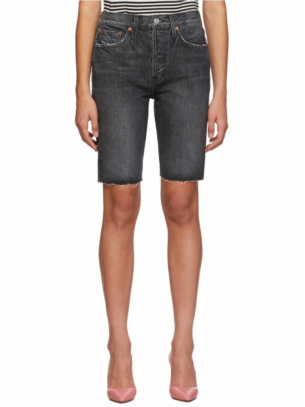 Re/Done Black Originals Denim 80s Long Shorts Size 25